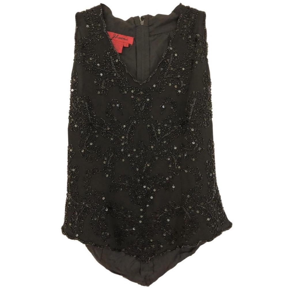 J Laxmi Black Formal Sequin and Bead Top
